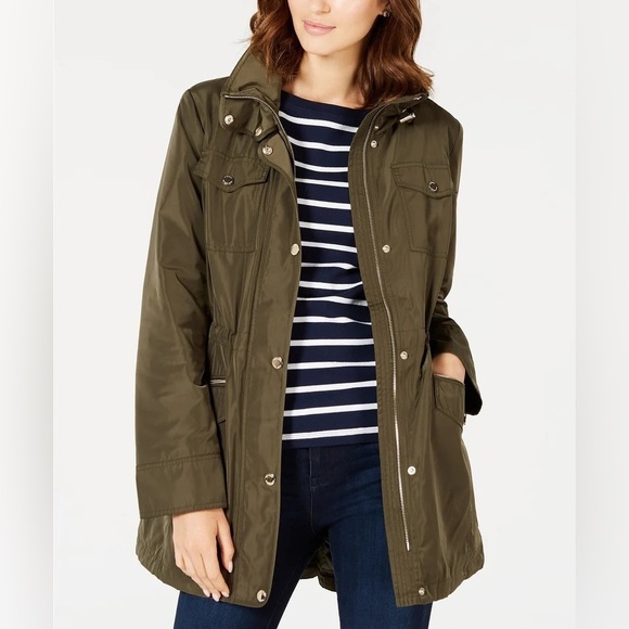 MICHAEL KORS WOMENS HOODED ANORAK JACKET SMALL DARK LODEN GREEN - Picture 11 of 17